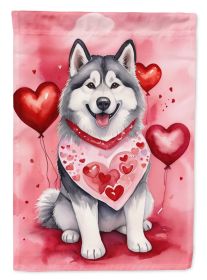 Alaskan Malamute My Valentine Garden Flag Mailbox Flag Decorative Yard Flag Banner Outside Patio Artwork Yard Flower Beds, Garden Size, Multicolo