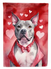Pit Bull Terrier My Valentine Garden Flag Mailbox Flag Decorative Yard Flag Banner Outside Patio Artwork Yard Flower Beds, Garden Size, Multicolo