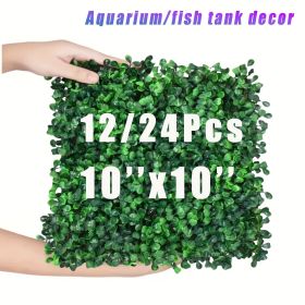 12pcs 10*10 in Grass Wall Artificial Boxwood Panels, Topiary Hedge Plant w/ UV Protection